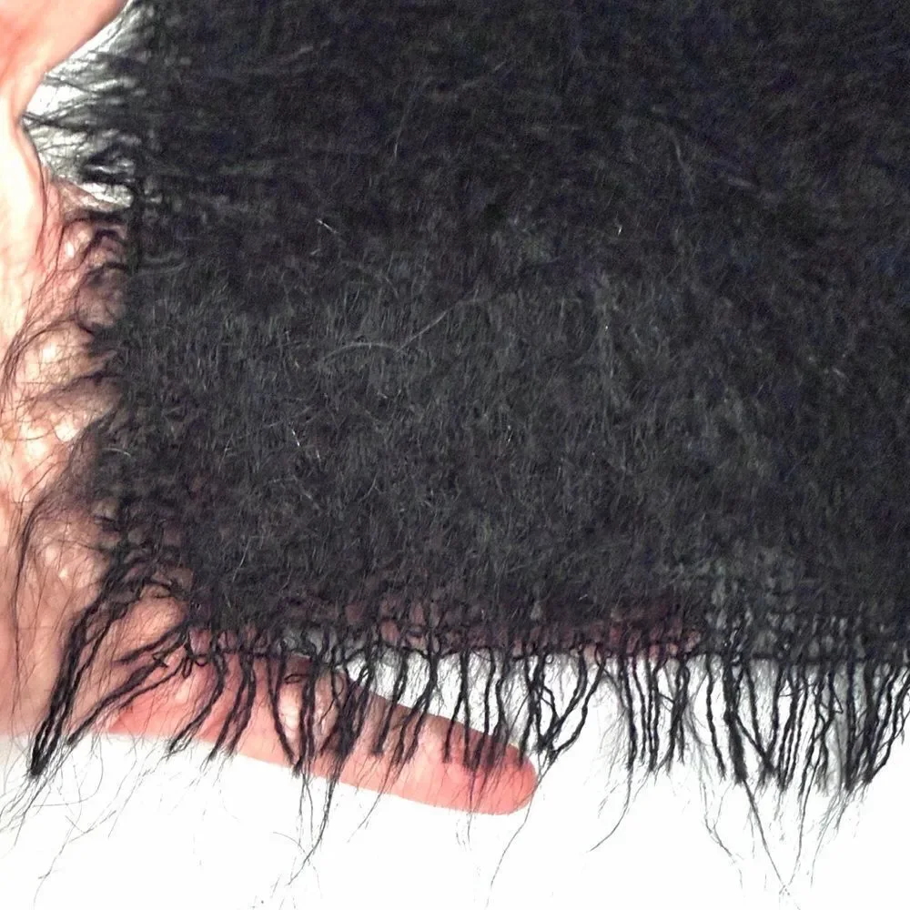 Vintage Black Mohair Wool Scarf Men's Women's Made in Great Britain 9x52